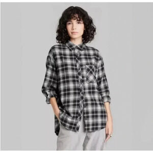 Wild Fable Oversized Long Sleeve Button Down Flannel Shirt Size XXL